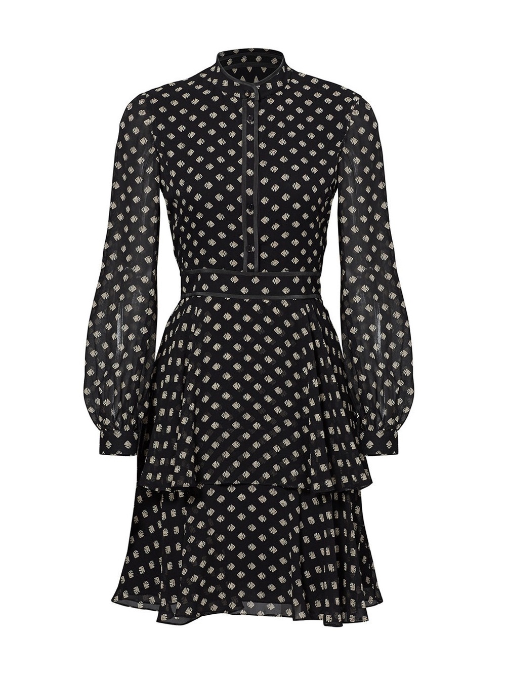 Tory Burch Seymour Silk Georgette Ruffled Skirt Mini Dress Sz 6 Black Kingfish